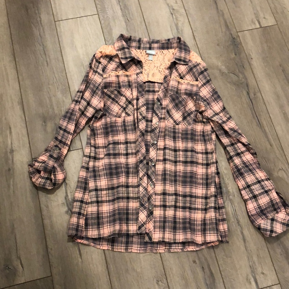 Button down plaid top